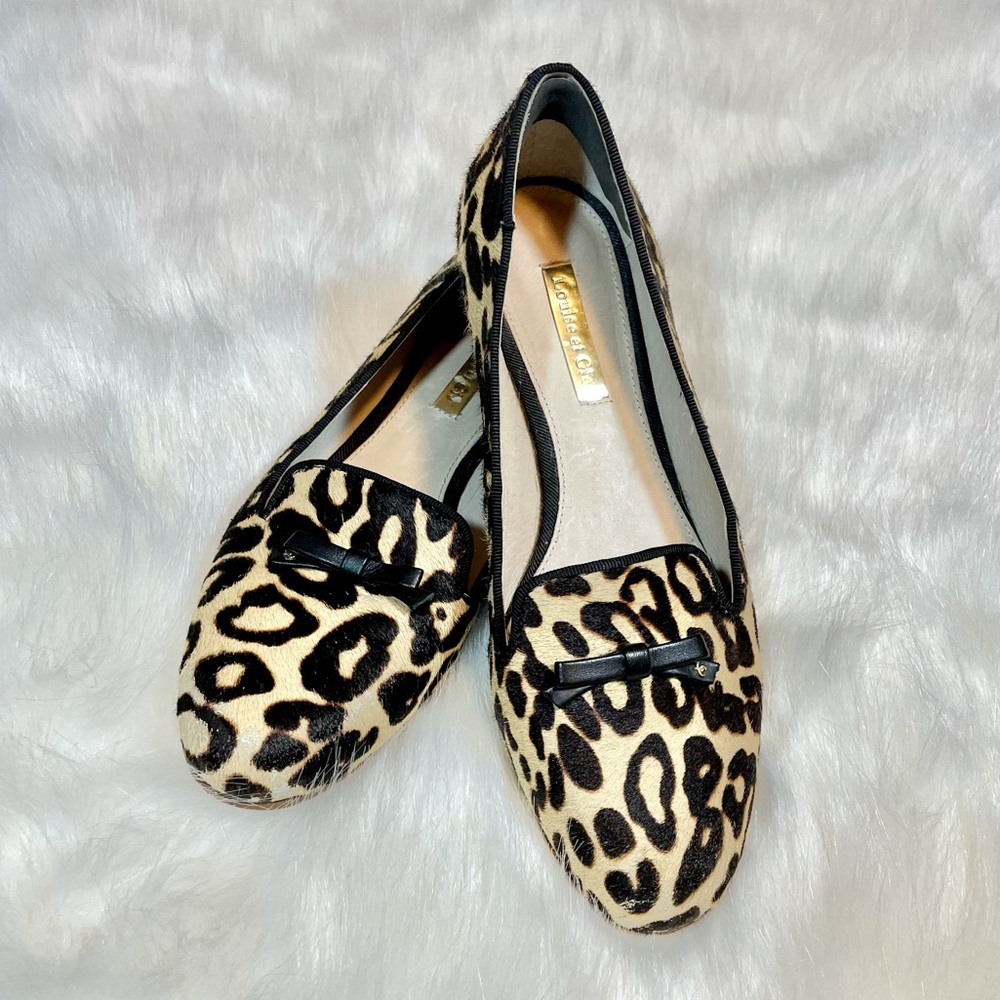 Louise et Cie, real cow fur, leopard print, loafer style flats Sz.6